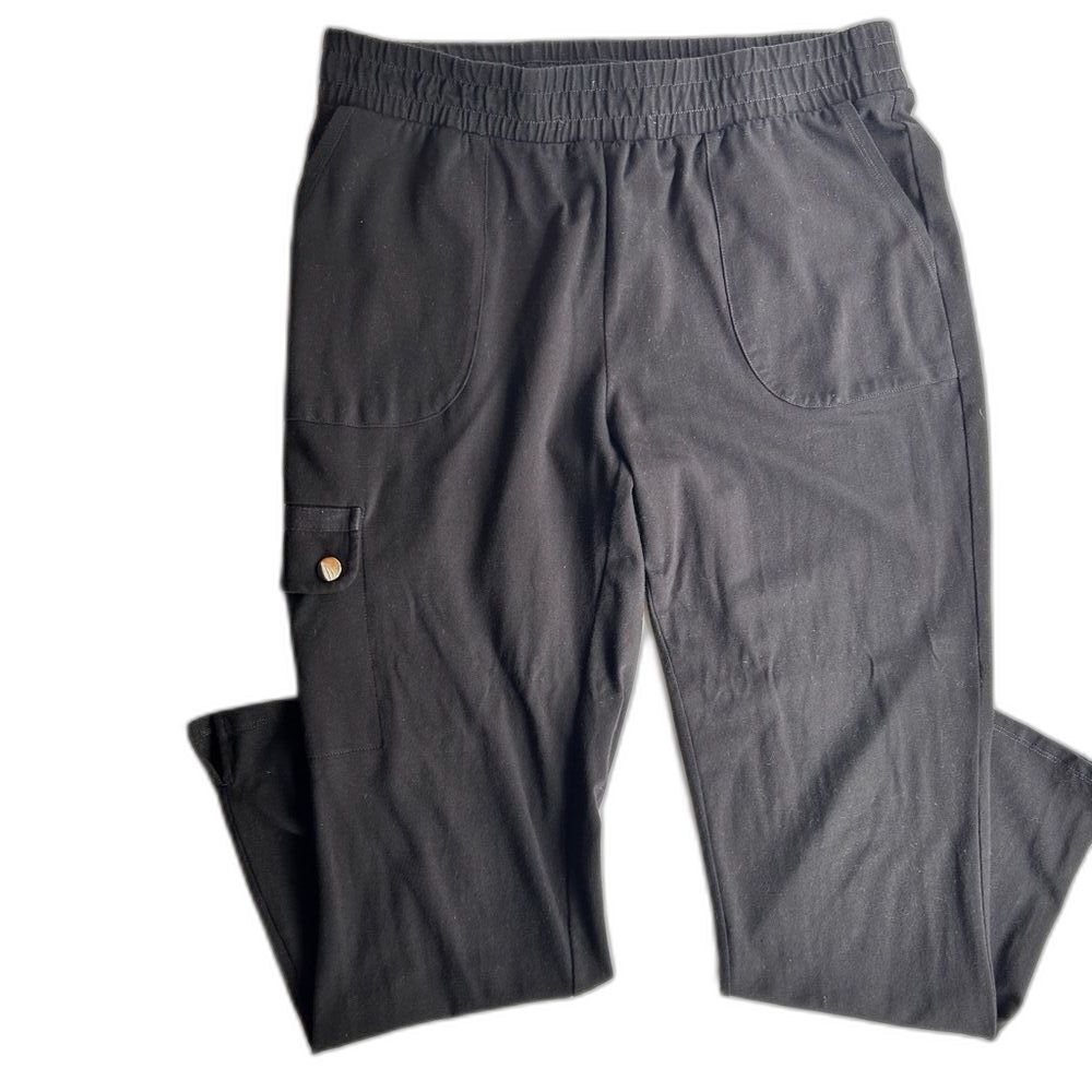 Chicos Zynergy comfort travel pants black womens size 1 (8/10) ankle 3 pockets